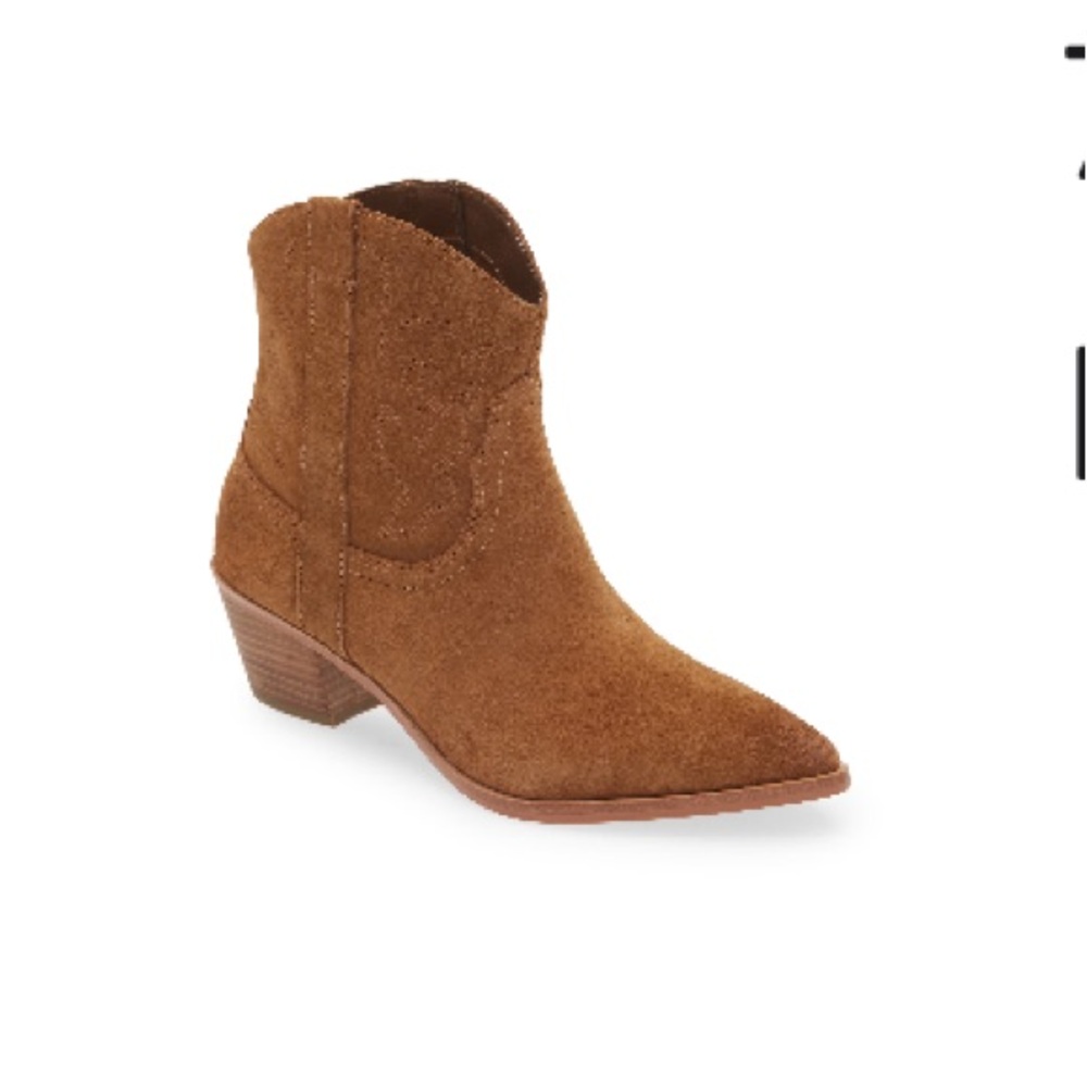 Dolce Vita Solow Dk Brown Suede Western Bootie - Size 7.5